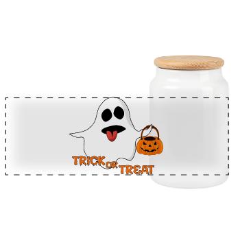 Geist Trick or Treat - Panorama Keksdose mit Holzdeckel - Weiß - Vorne