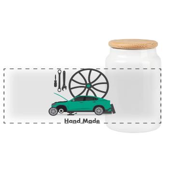 Mécanicien automobile - Boîte à biscuits avec couvercle en bois - blanc - Devant