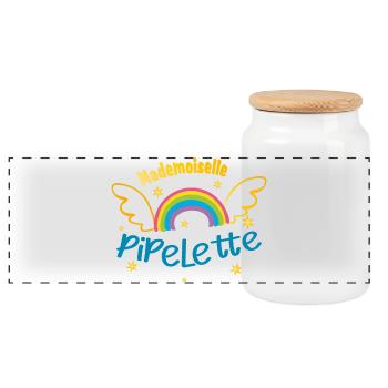 Mademoiselle pipelette - Boîte à biscuits avec couvercle en bois - blanc - Devant