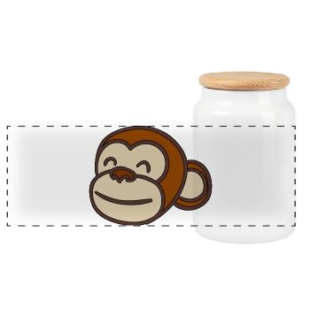 Tête de singe - Boîte à biscuits avec couvercle en bois - blanc - Devant