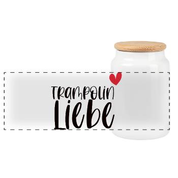 Trampolin Liebe Jumping Fitness Geschenk - Panorama Keksdose mit Holzdeckel - Weiß - Vorne