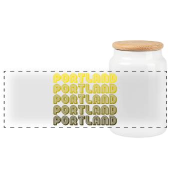 Portland Retro Gradient Typo - Panorama Keksdose mit Holzdeckel - Weiß - Vorne