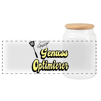 Genuss Optimierer - Panorama Keksdose mit Holzdeckel - Weiß - Vorne
