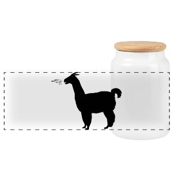 Llama spits wittily - Panoramic Cookie Jar with Wooden Lid - white - Front