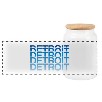 Detroit Gradient Font Block - Panoramic Cookie Jar with Wooden Lid - white - Front