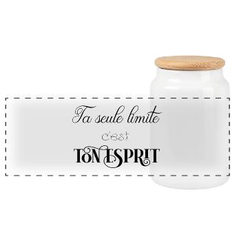 ta seule limite c'est ton... - Boîte à biscuits avec couvercle en bois - blanc - Devant