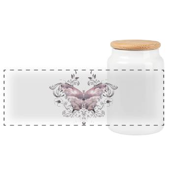 Un papillon céleste de nuages délicats - Boîte à biscuits avec couvercle en bois - blanc - Devant