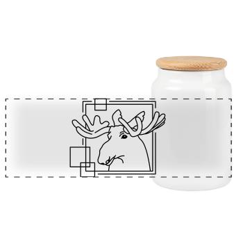 Orignal en forme géométrique - Conception d’art au trait - Boîte à biscuits avec couvercle en bois - blanc - Devant
