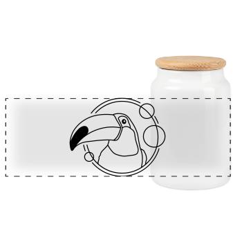 Toucan en design géométrique - Boîte à biscuits avec couvercle en bois - blanc - Devant
