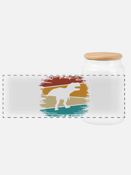 T-Rex - Panorama Keksdose mit Holzdeckel - Weiß