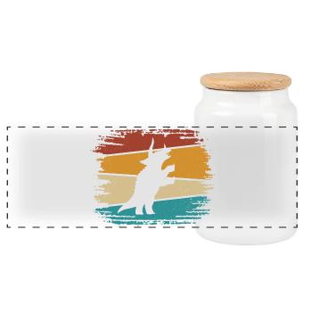 Dino Dinosaure Triceratops - Boîte à biscuits avec couvercle en bois - blanc - Devant