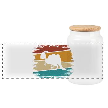 Dino Dinosaurs - Panoramic Cookie Jar with Wooden Lid - white - Front