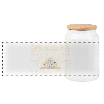 Mdina City Gate, Malta, Europe - Panoramic Cookie Jar with Wooden Lid - white - Front