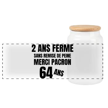 réforme des retraites, merci patron, Macron - Boîte à biscuits avec couvercle en bois - blanc - Devant
