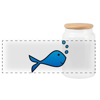 SARDINE. FISH. APRIL FOOL. EASTER. SEA - Panoramic Cookie Jar with Wooden Lid - white - Front