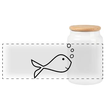 SARDINE. FISCH. APRILSCHERZ. OSTERN. MEER - Panorama Keksdose mit Holzdeckel - Weiß - Vorne