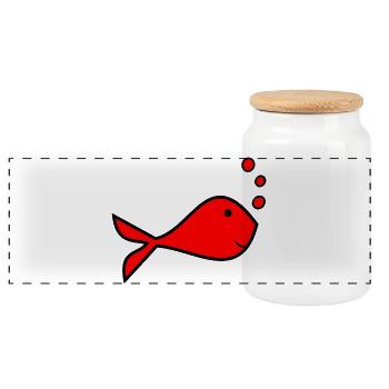 SARDINE. FISCH. APRILSCHERZ. OSTERN. MEER - Panorama Keksdose mit Holzdeckel - Weiß - Vorne