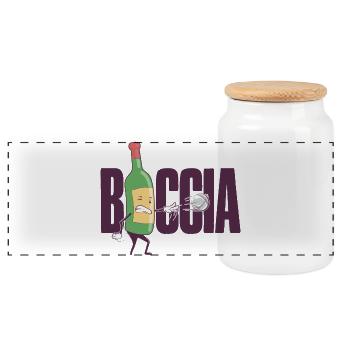Bocciaspieler Bekleidung mit Boccia Kugeln Boccia - Panorama Keksdose mit Holzdeckel - Weiß - Vorne