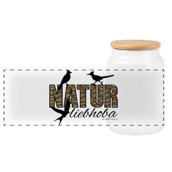 Naturliebhoba - Naturliebhaber - Natur, Dialekt - Panorama Keksdose mit Holzdeckel - Weiß - Vorne