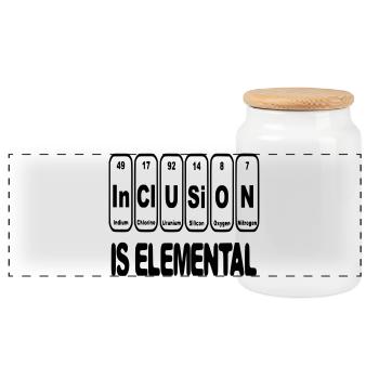 Inclusion is elementary, crucial, essential # - Panoramic Cookie Jar with Wooden Lid - white - Front