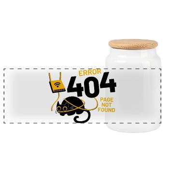 Error 404 Page Not Found - Panoramic Cookie Jar with Wooden Lid - white - Front