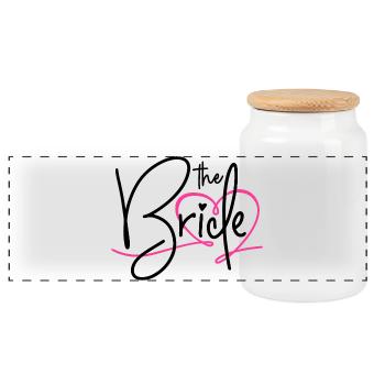 THE BRIDE - BRIDE BACHELORETTE PARTY 2025 - Panoramic Cookie Jar with Wooden Lid - white - Front