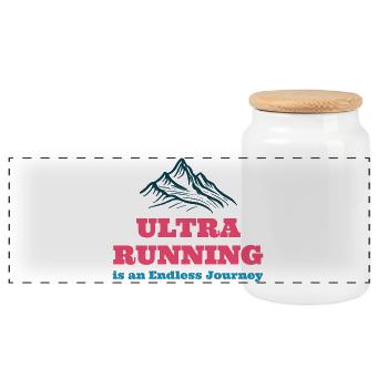 Ultra Running ist ein endloser Journe - Panorama Keksdose mit Holzdeckel - Weiß - Vorne