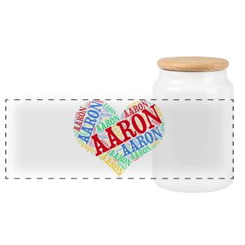 Aaron t-shirt t-shirt word cloud heart tags - Panoramic Cookie Jar with Wooden Lid - white - Front