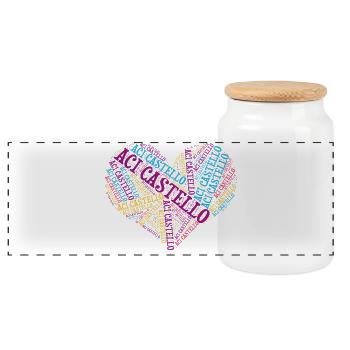 t-shirt Aci Castello t-shirt gift idea collage - Panoramic Cookie Jar with Wooden Lid - white - Front