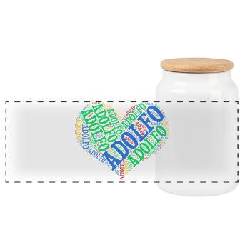 t-shirt Adolfo coeur nuage de mots t-shirt - Boîte à biscuits avec couvercle en bois - blanc - Devant