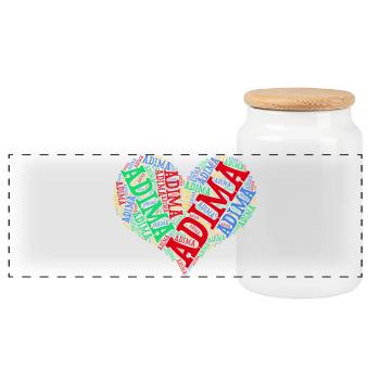t-shirt Adima heart word cloud text art collage - Panoramic Cookie Jar with Wooden Lid - white - Front