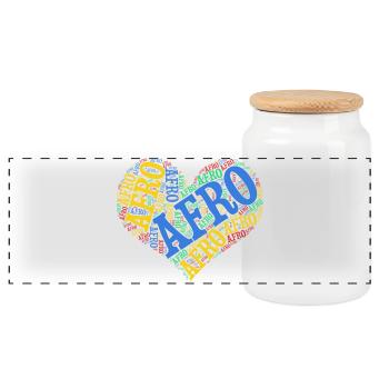 tshirt Afro heart word cloud t-shirt collage - Panoramic Cookie Jar with Wooden Lid - white - Front