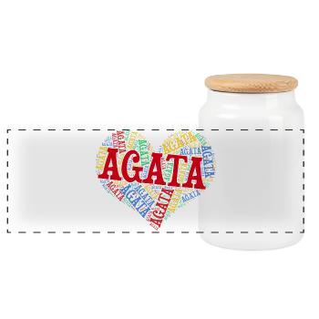 t-shirt Agata word cloud heart t-shirt - Panoramic Cookie Jar with Wooden Lid - white - Front