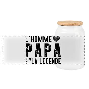 Papa, Homme, Mythe, Légende - Cadeau papa - Boîte à biscuits avec couvercle en bois - blanc - Devant