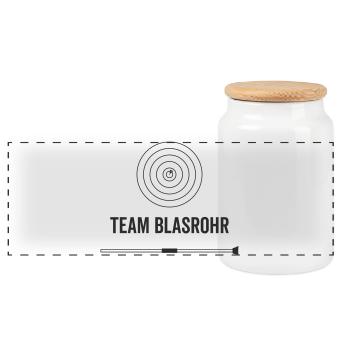Team Blasrohr - Panorama Keksdose mit Holzdeckel - Weiß - Vorne