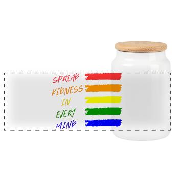 Bunte Friedensbotschaft T-Shirt - Panorama Keksdose mit Holzdeckel - Weiß - Vorne