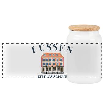 Füssen, Allgäu, Bayern, zeitlos schön, Altstadt - Panorama Keksdose mit Holzdeckel - Weiß - Vorne