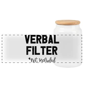Verbal Filter Not Included I Fun Lustiges - Panorama Keksdose mit Holzdeckel - Weiß - Vorne
