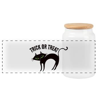 Trick or treat - Boîte à biscuits avec couvercle en bois - blanc - Devant
