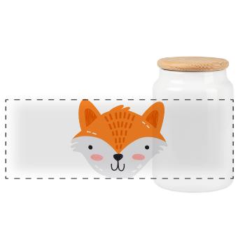 Süßer Fuchs Skandi Stil - Panorama Keksdose mit Holzdeckel - Weiß - Vorne