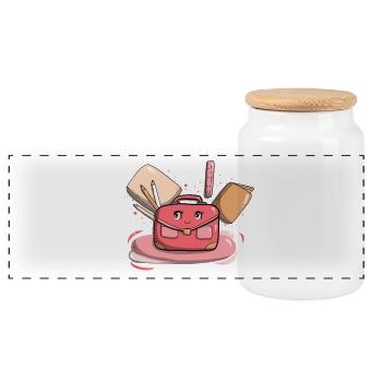 Cartable Rose - Boîte à biscuits avec couvercle en bois - blanc - Devant