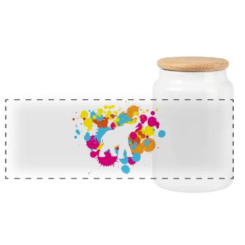 Yoga Splash Elephant Blobs Holi India Meditation - Panoramic Cookie Jar with Wooden Lid - white - Front