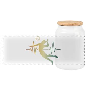 Heartbeat Volleyball ECG Pulse - Boîte à biscuits avec couvercle en bois - blanc - Devant