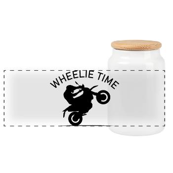 Wheelie Time Mobylette Icône Icône Graphique - Boîte à biscuits avec couvercle en bois - blanc - Devant