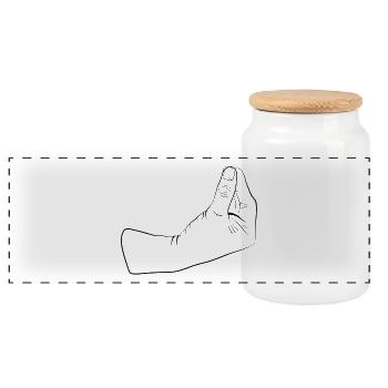 What do you want gesture - Panoramic Cookie Jar with Wooden Lid - white - Front