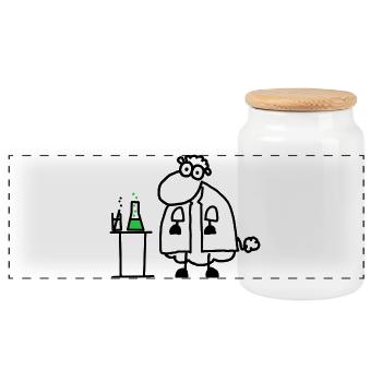 Chemical Sheep - Panoramic Cookie Jar with Wooden Lid - white - Front