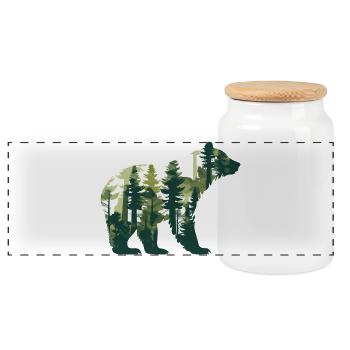 Bear, Forest, Wildlife, Animal, Nature, Bears - Panoramic Cookie Jar with Wooden Lid - white - Front