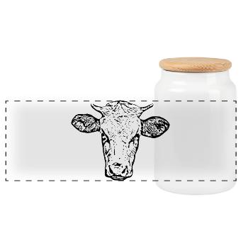 Personalized Cow T-Shirt Gift for Farmers - Panoramic Cookie Jar with Wooden Lid - white - Front