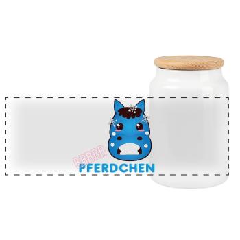 ! Brrr Pferdchen - Winter Pony - Panorama Keksdose mit Holzdeckel - Weiß - Vorne