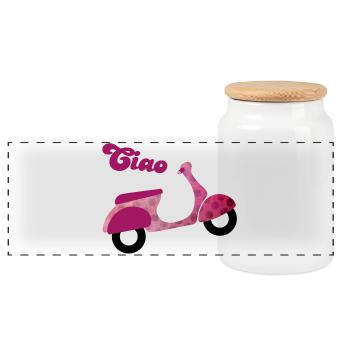 Scooter Ciao Italy Holiday Point Dots Joie de vivre - Panoramic Cookie Jar with Wooden Lid - white - Front